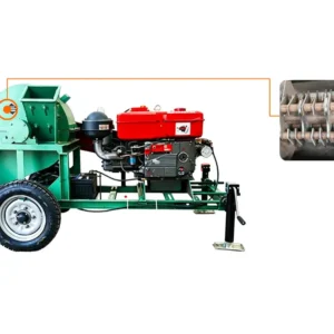 Electric wood sawdust crusher machine processing logs and branches into fine sawdust for biomass energy, wood pellet production, and forestry applications