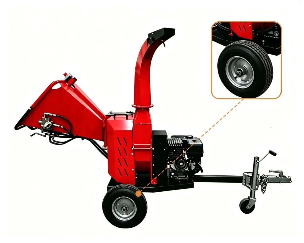 Wood crusher for biomass processing branches, logs, and agricultural waste into renewable biomass materials and fuel resources