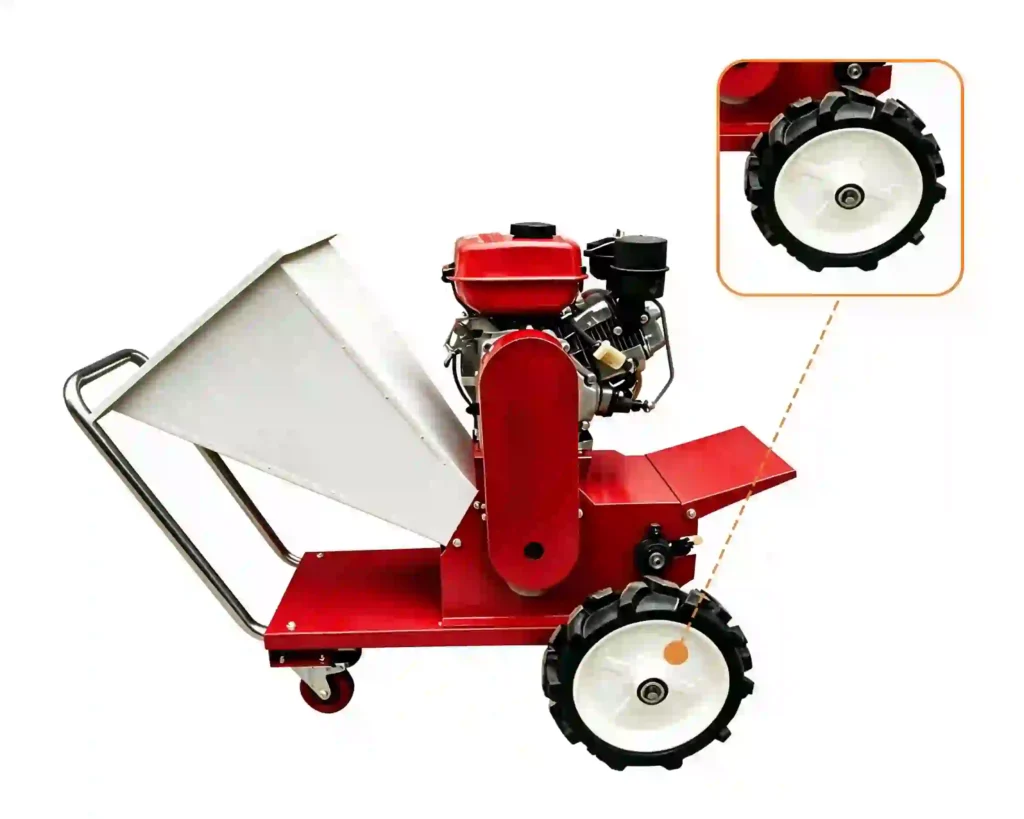 Scrap wood crusher processing discarded timber, wooden scraps, and waste materials into reusable biomass resources
