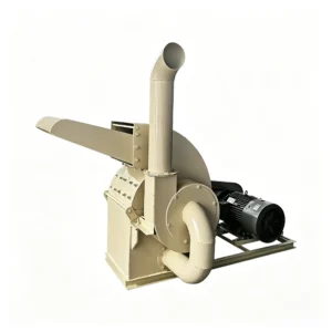 Furniture factory wood waste crusher processing wood scraps, boards, and timber waste into reusable biomass materials for recycling