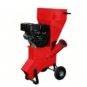 13HP branch shredder processing tree branches, twigs, and garden waste with gasoline engine power for outdoor recycling