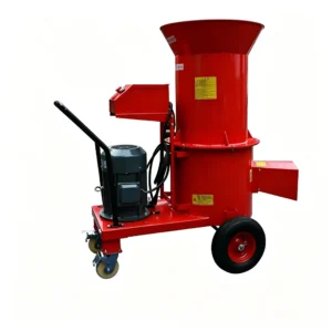 Wheeled electric garden grass crusher processing grass, leaves, and green waste with portable design for garden recycling