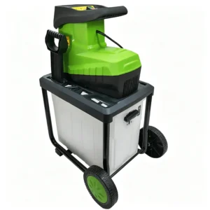 Quiet branch chipper processing tree branches and garden waste with low noise operation for residential and landscaping use