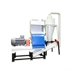 Dust extraction wood chipper processing branches and wood waste with dust collection system for cleaner biomass production