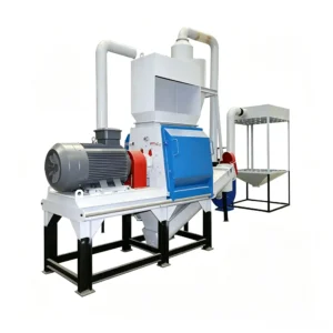 Industrial wood crushing machine processing logs, branches, timber waste, and biomass materials for large-scale recycling applications
