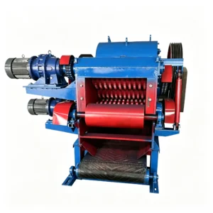Industrial wood shaver mill processing logs, branches, and wood waste into uniform wood shavings for bedding and biomass applications