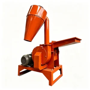 Cyclone discharge grain crusher processing corn, wheat, and grain materials with efficient powder collection system for feed production