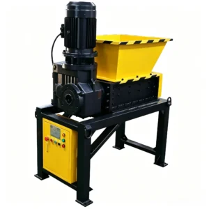 500mm feeding double shaft crusher processing wood waste, logs, branches, and bulky biomass materials for industrial recycling