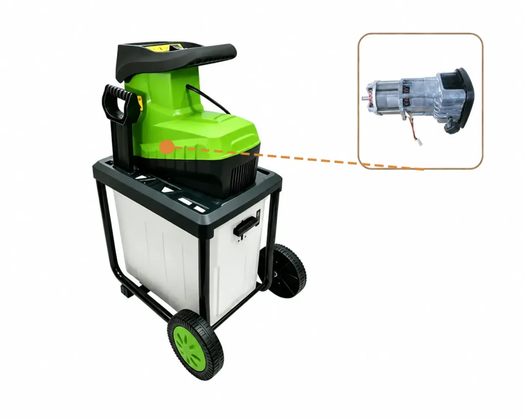 220V sawdust crusher machine processing wood chips, branches, and biomass materials with compact electric power system