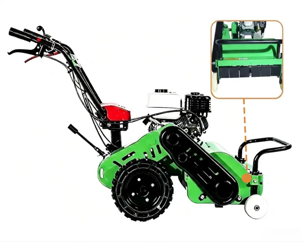 Diesel wood crusher machine processing logs, branches, and timber waste with powerful diesel engine drive system