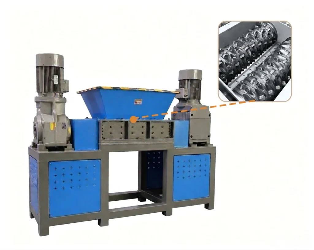 Energy saving sawdust crusher processing wood chips and biomass materials with low power consumption design