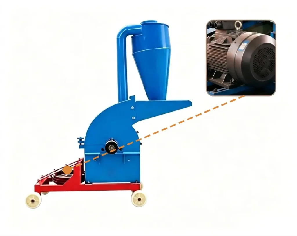 Sawdust crusher for biomass fuel production processing wood waste and agricultural materials into renewable fuel raw materials