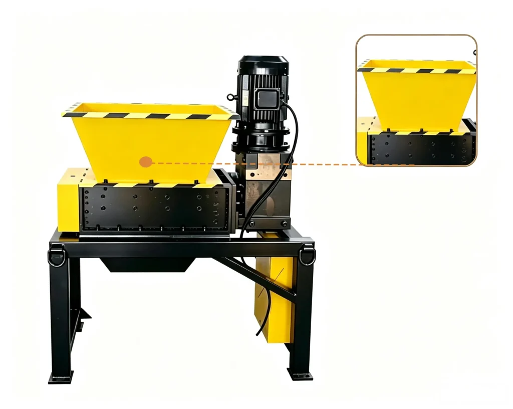 Industrial wood pulverizer processing wood chips, branches, and biomass materials into fine powder for recycling applications