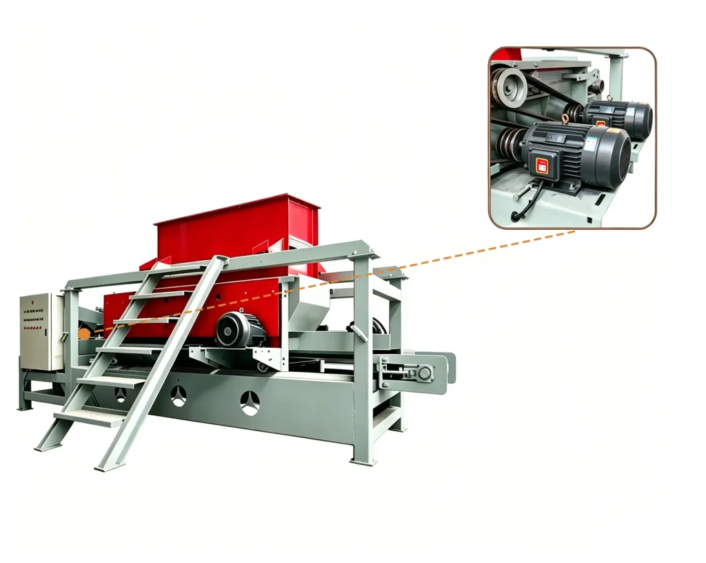 Sawdust crusher for animal bedding production processing wood waste into soft and uniform bedding materials