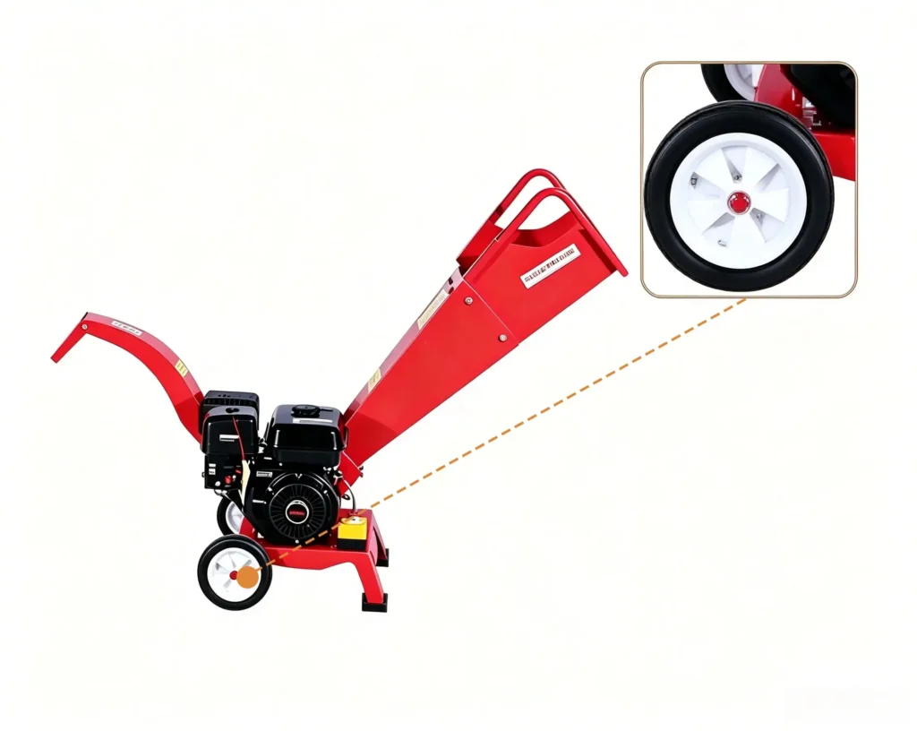 Portable sawdust crusher processing wood chips, branches, and biomass materials with mobile crushing capability