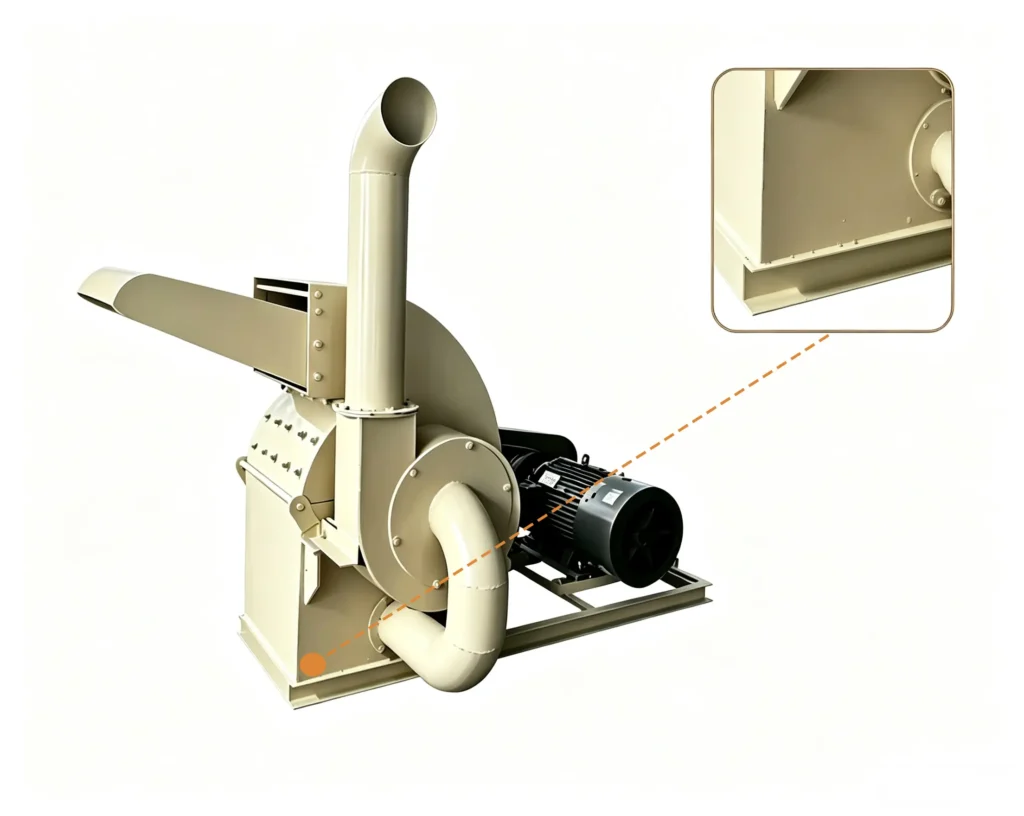 Sawdust crusher for landscape waste processing branches, tree trimmings, and garden waste into reusable biomass materials