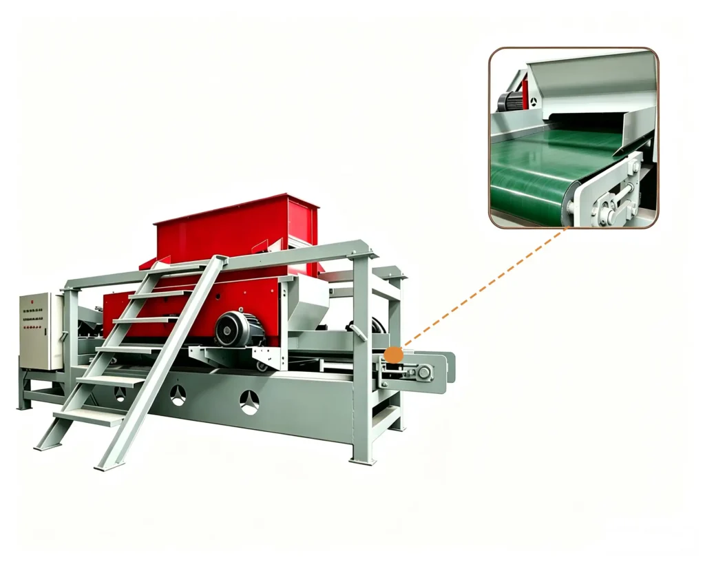 Sawdust crusher for charcoal production processing wood materials into fine sawdust for charcoal making applications