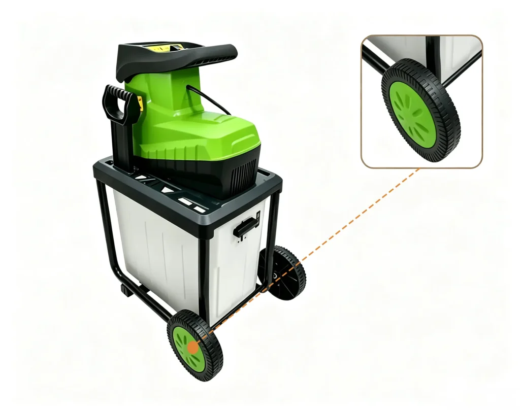 Three phase sawdust crusher processing wood chips, branches, and biomass materials with industrial electric power system
