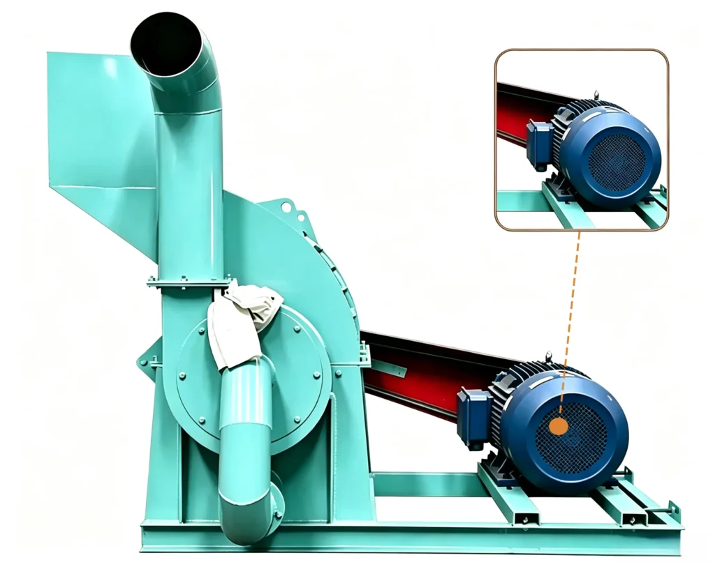 Automatic feeding wood crusher processing logs, branches, and biomass waste with continuous auto feeding system