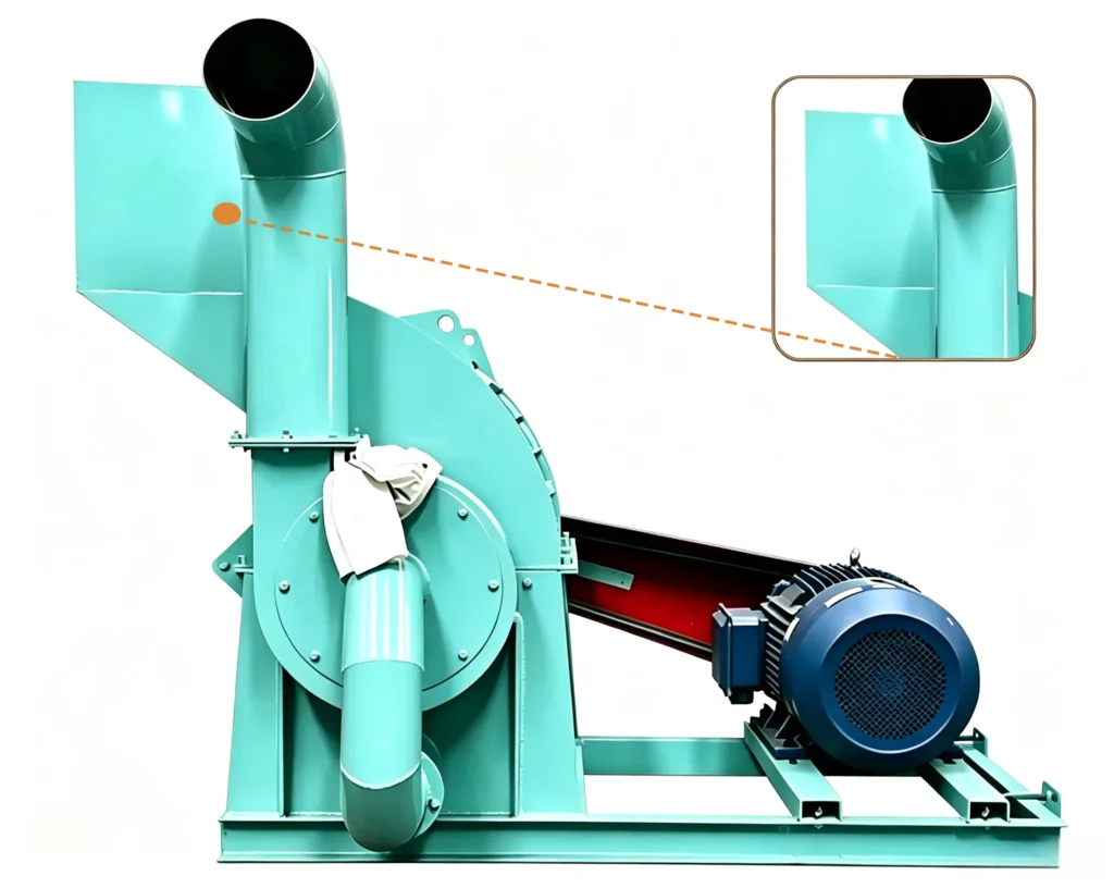 Low energy wood crusher processing logs, branches, and biomass waste with energy efficient crushing system