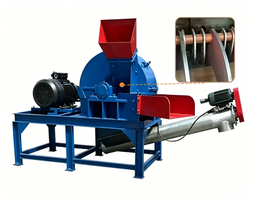 Sawdust crusher for wood pellet factory processing wood waste into fine biomass pellet raw materials