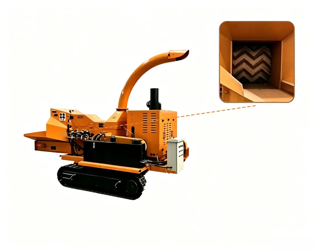 Sawdust crusher for eco industry processing wood waste and biomass materials into sustainable recycled resources