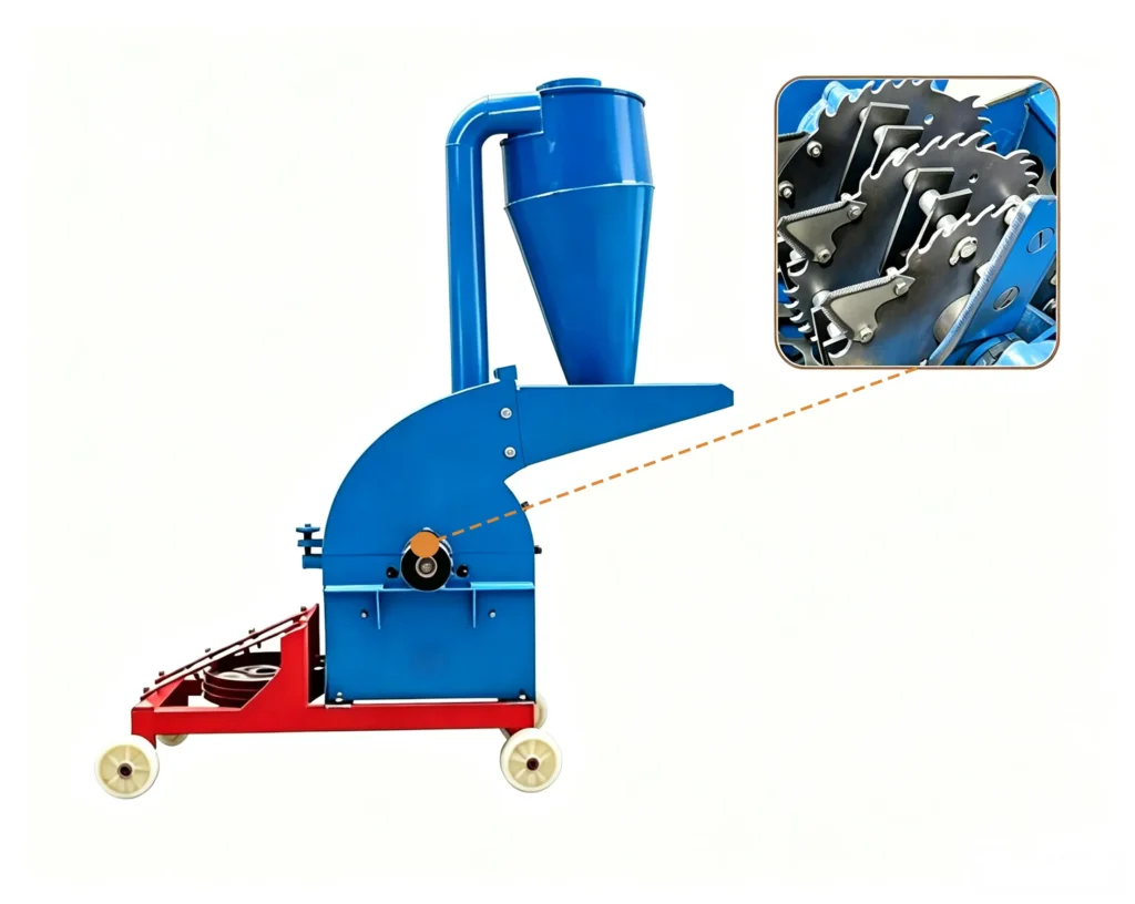 Sawdust crusher for renewable energy processing wood waste and biomass materials into clean fuel resources