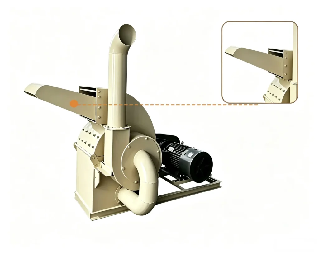 Sawdust crusher for waste wood processing crushing wood scraps, pallets, branches, and biomass waste into reusable materials