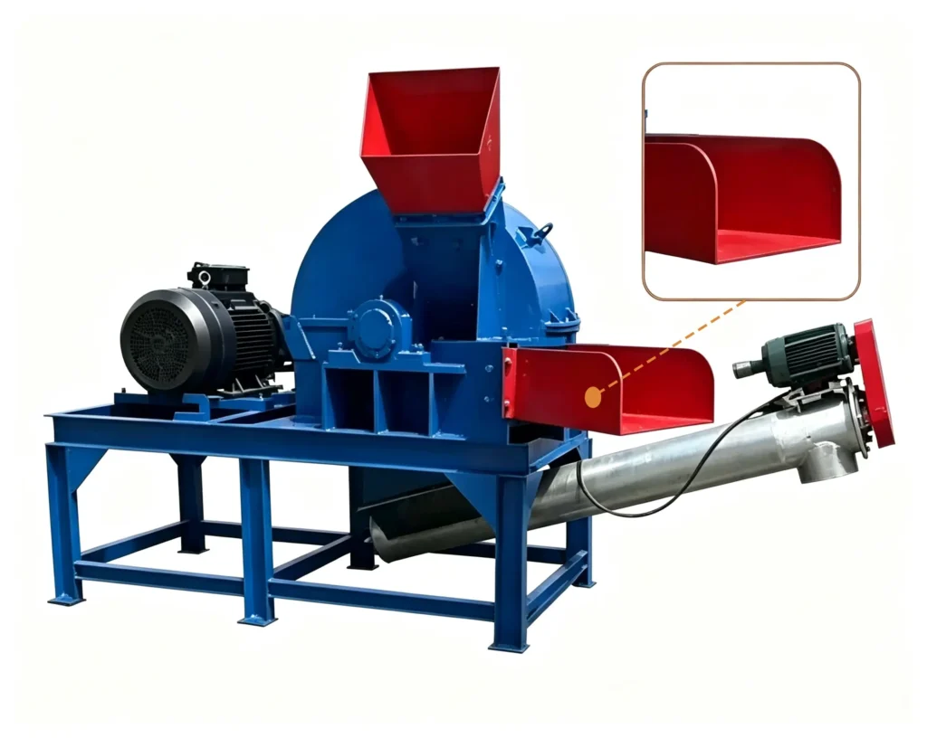 Sawdust crusher for biomass factory processing wood waste and agricultural residues into renewable biomass materials