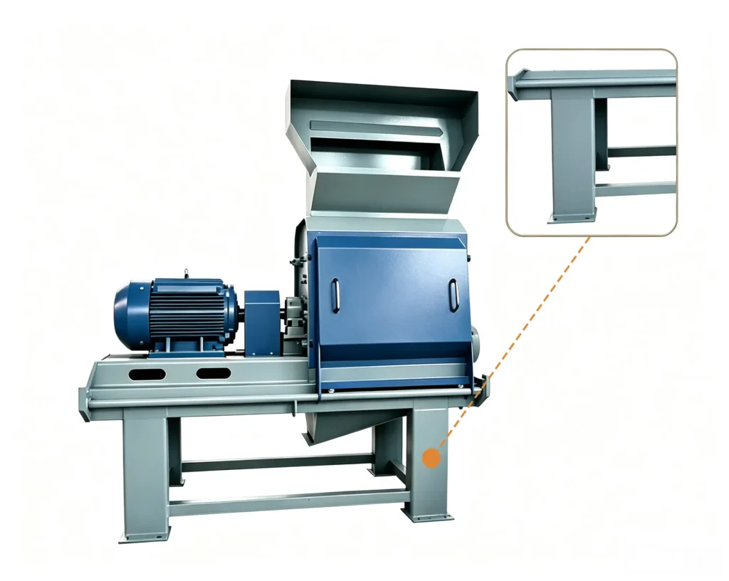 Automatic feeding sawdust crusher processing wood chips, branches, and biomass materials with auto feed system