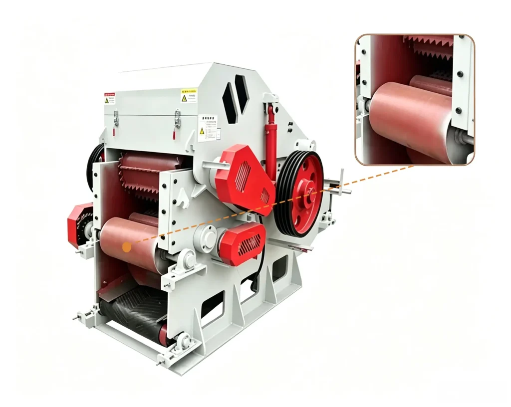 Sawdust crusher for energy plant processing biomass waste, wood chips, and agricultural residues into fuel materials