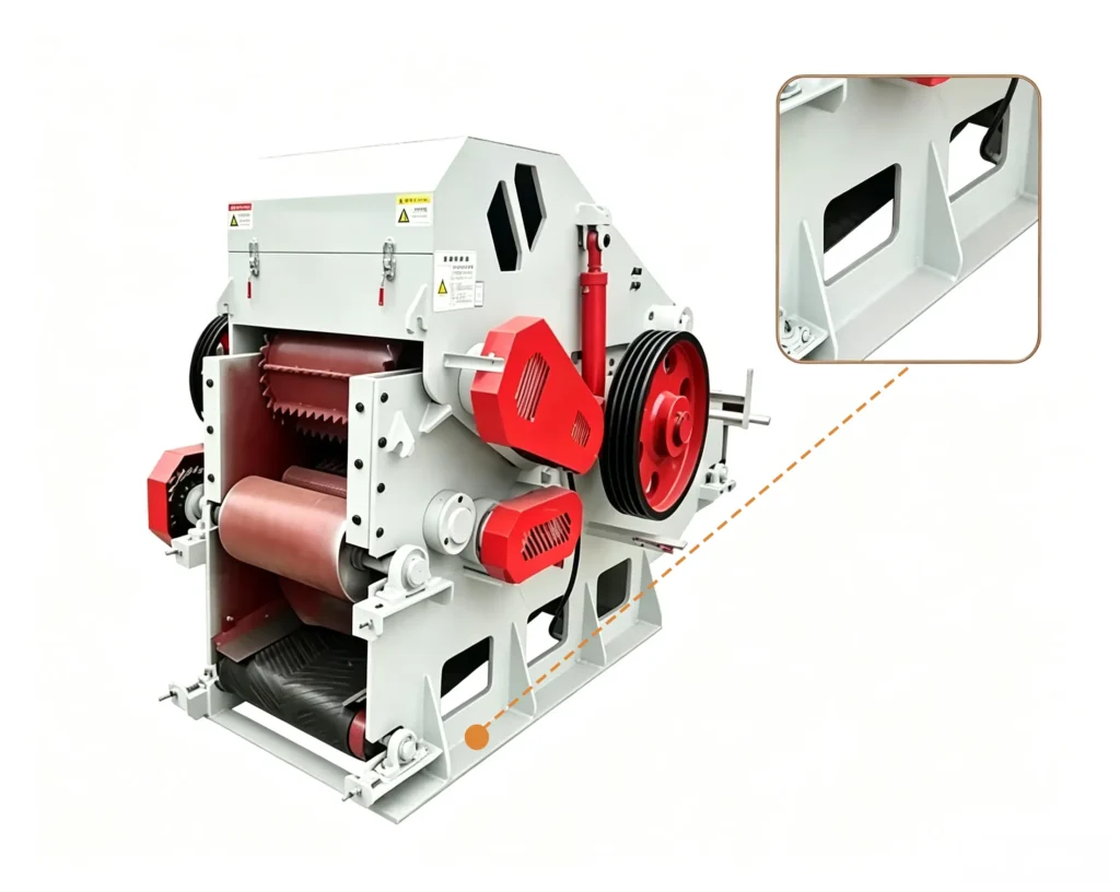 Sawdust crusher for biofuel factory processing wood waste and biomass materials into renewable fuel raw materials