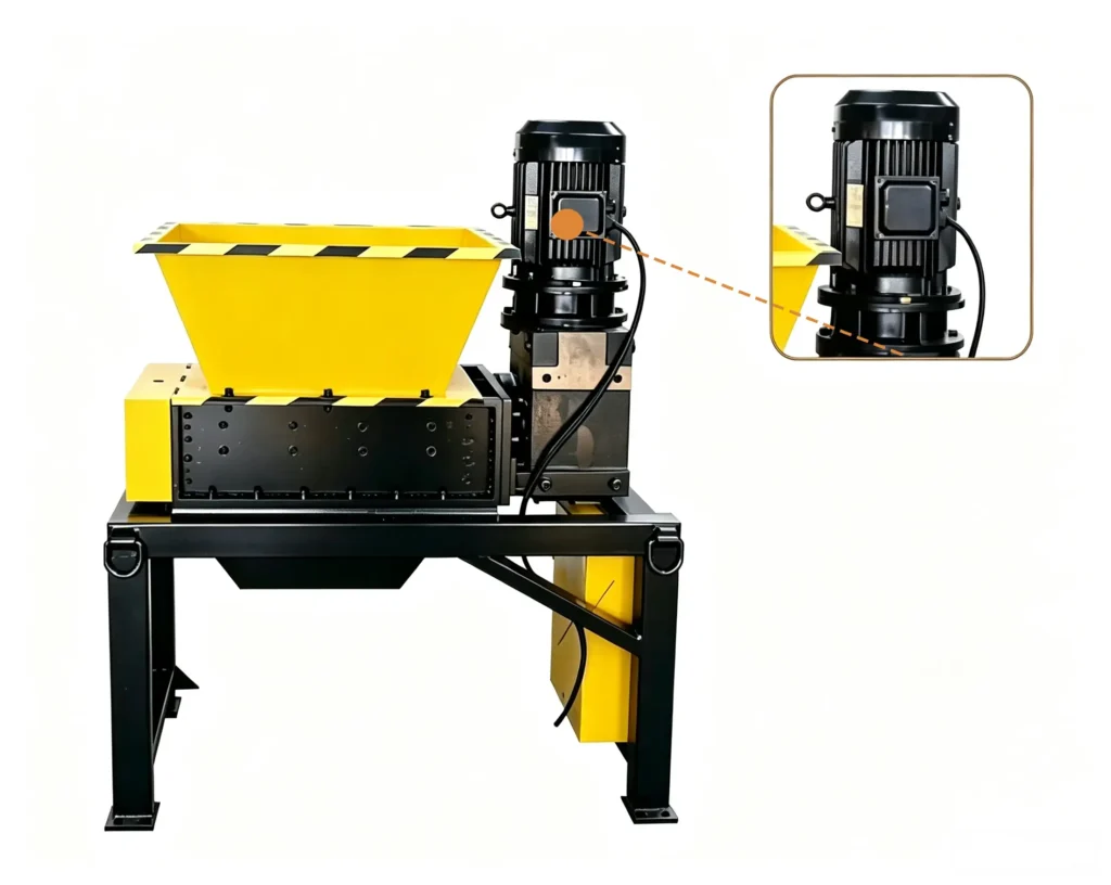 Heavy industrial sawdust crusher processing large wood materials, branches, and biomass waste with high capacity crushing system