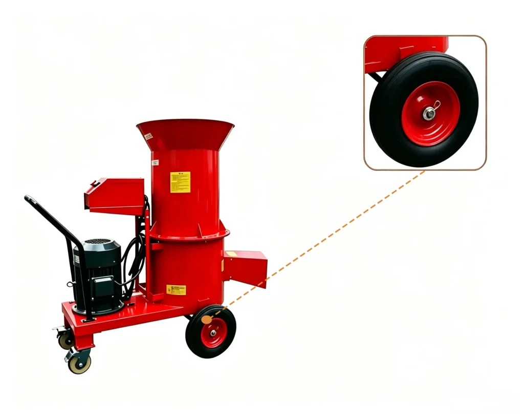 Sawdust making machine processing wood chips, branches, and timber waste into fine sawdust for biomass applications