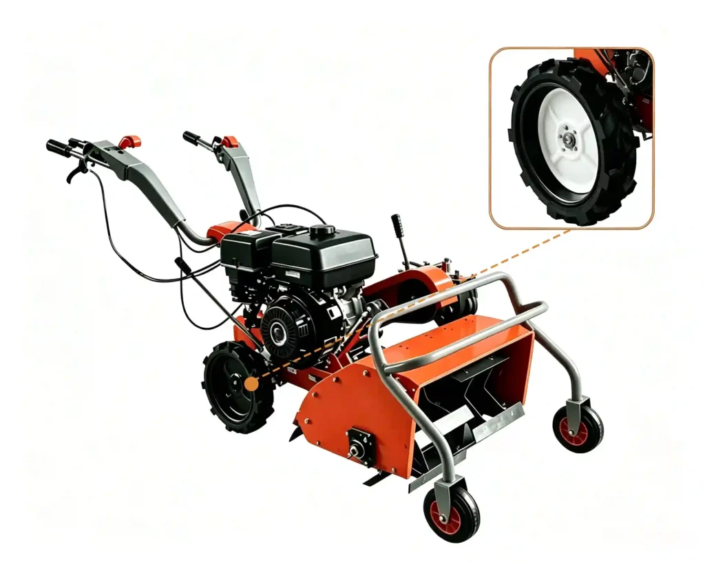Electric wood crusher processing logs, branches, and wood waste with efficient motor drive for biomass recycling applications