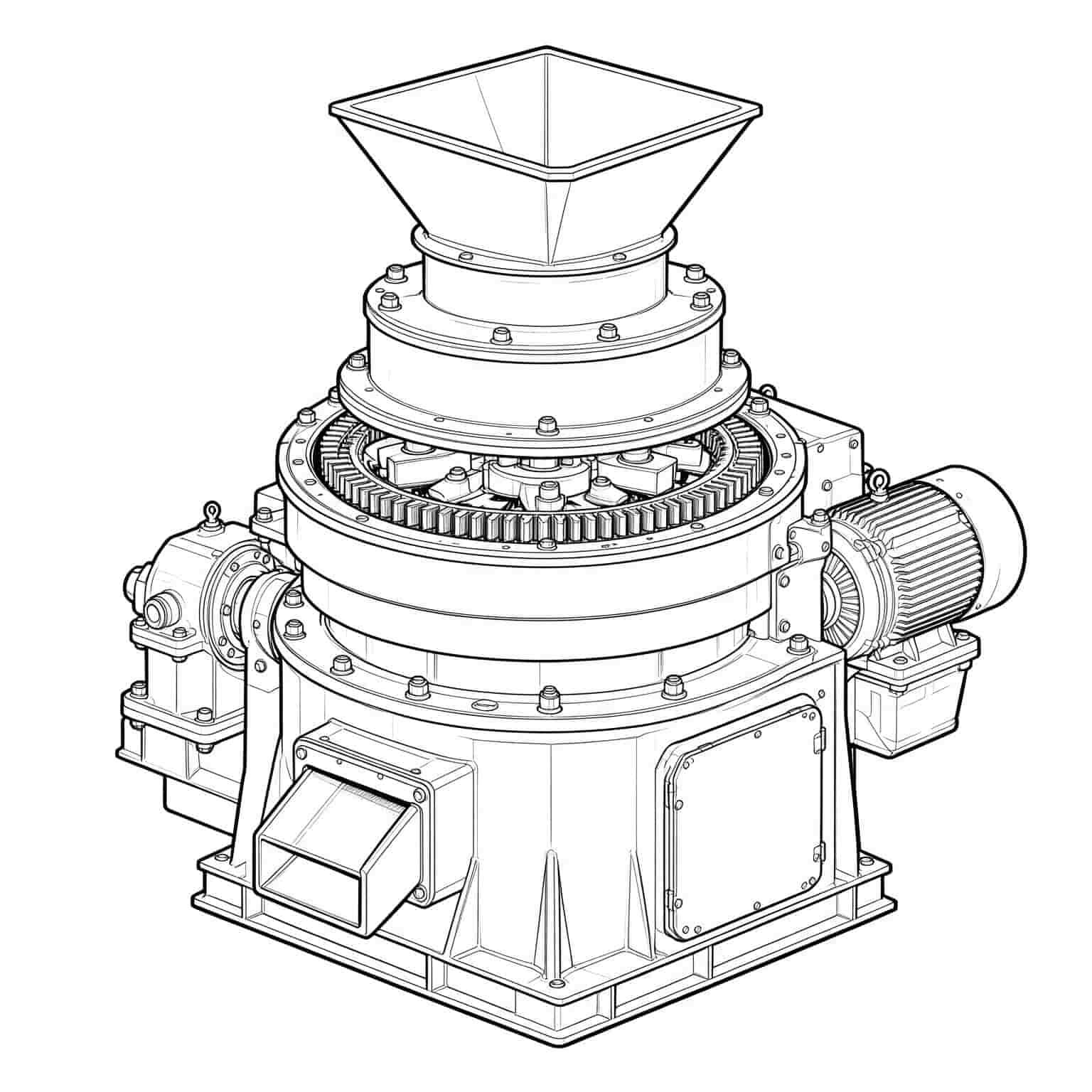`vertical ring die biomass pellet mill technical drawing`