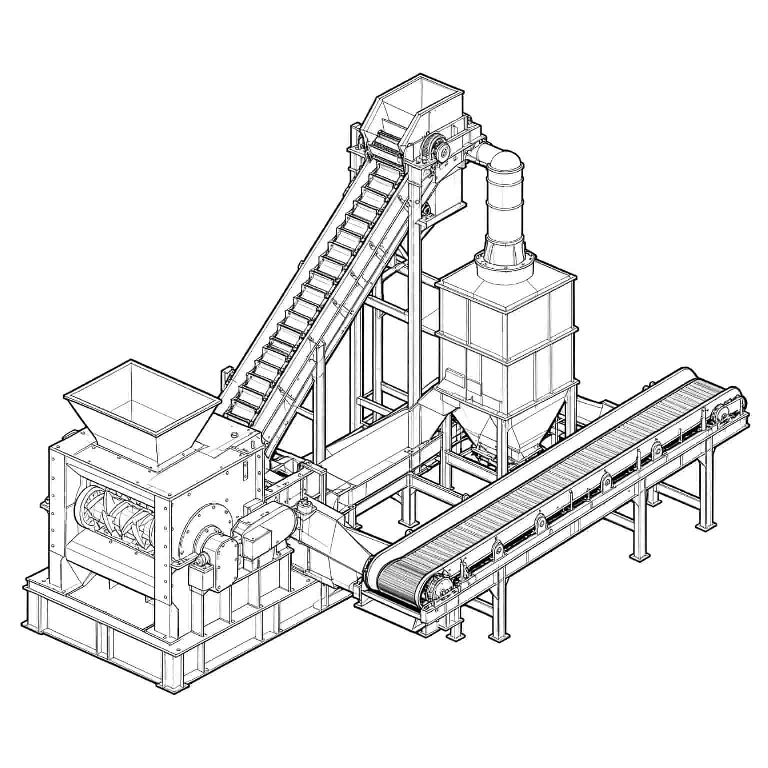 complete waste recycling production line technical drawing