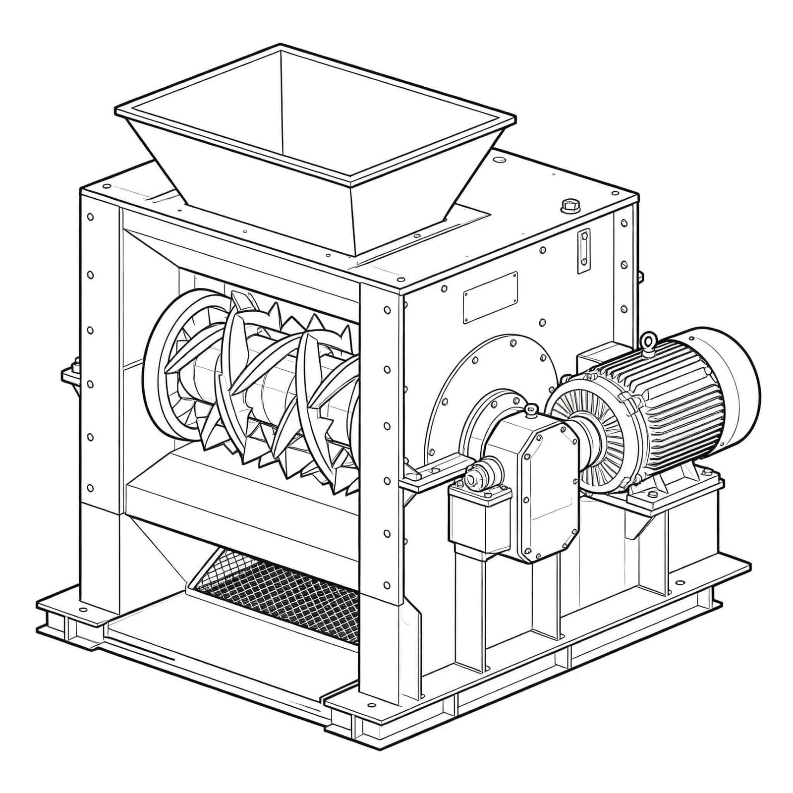industrial waste shredder machine technical drawing